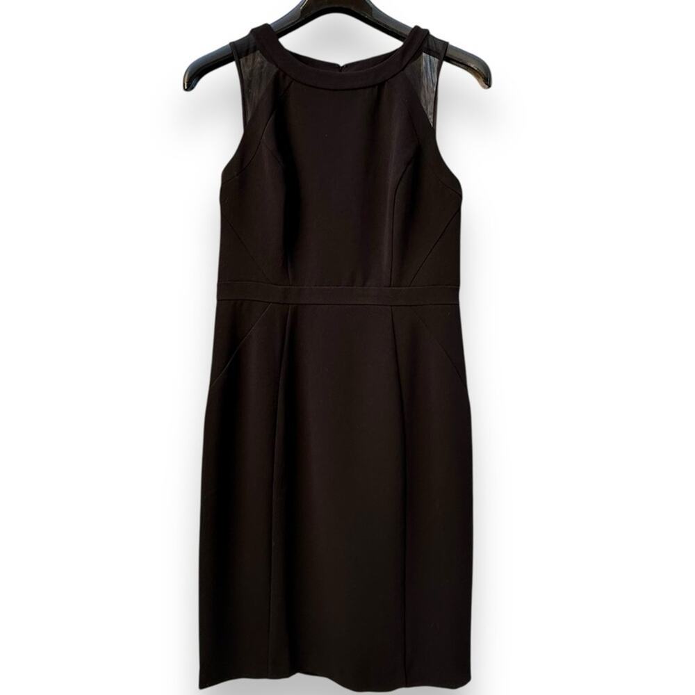 White House Black Market Black Mesh Cutout Cocktail or Formal Sheath Dress Sz 4